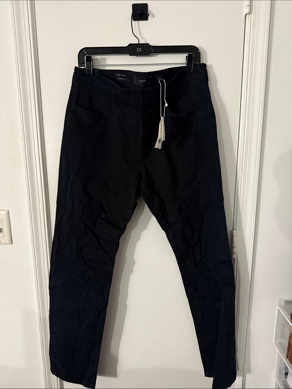 Vince Men's Dylan Slim Fit Black Pants Size 34 NEW